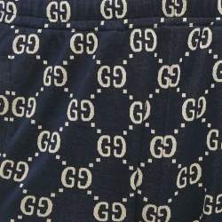 Pre Owned بنطلون رياضي غوتشي جيرسي جاكار GG لون كحلي مقاس متوسط