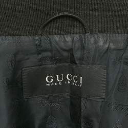 Gucci Black Leather Bomber Jacket XL
