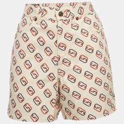 Gucci Off-White GG Print Denim Shorts S