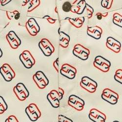 Gucci Off-White GG Print Denim Shorts S