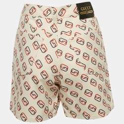 Gucci Off-White GG Print Denim Shorts S