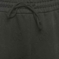 Pre Owned Gucci Black GG Jacquard Knit Web Trim Jogger Trousers M
