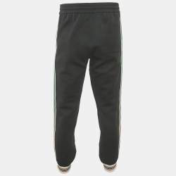 Pre Owned Gucci Black GG Jacquard Knit Web Trim Jogger Trousers M