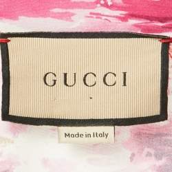 Gucci Pink Tropical Print Crepe Button Front Boxy Fit Shirt M