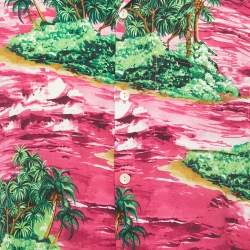 Gucci Pink Tropical Print Crepe Button Front Boxy Fit Shirt M