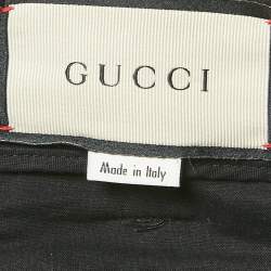 مملوكة مسبقًا بنطلون جينز غوتشي سكيني قطن باللون الأسود مع تفاصيل الحزام مقاس كبير جدا - خصر 34 بوصة