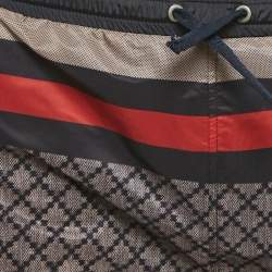 Pre Owned Gucci Navy Blue Diamante Print Nylon Swim Shorts S