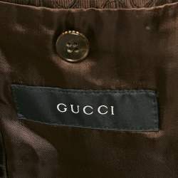 Pre Owned Gucci Brown Horse-Bit Jacquard Single Breasted Blazer L