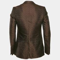 Pre Owned Gucci Brown Horse-Bit Jacquard Single Breasted Blazer L