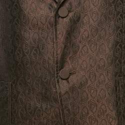 Pre Owned Gucci Brown Horse-Bit Jacquard Single Breasted Blazer L