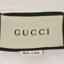 Pre Owned Gucci White Vintage Logo Print Jersey Distressed T-Shirt M