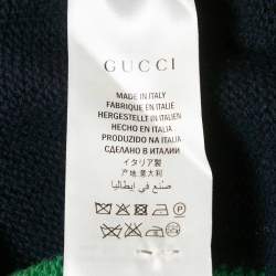 Gucci Navy Blue Bee Web Stripes Wool Sweater M