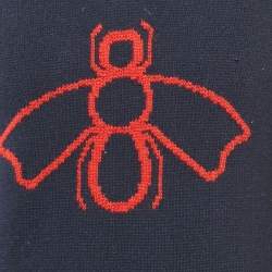 Gucci Navy Blue Bee Web Stripes Wool Sweater M
