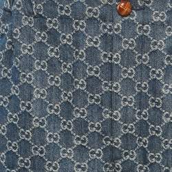 Pre Owned Gucci Blue GG Jacquard Denim Bermuda Shorts L