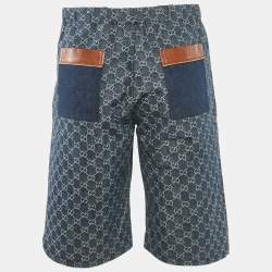 Pre Owned Gucci Blue GG Jacquard Denim Bermuda Shorts L