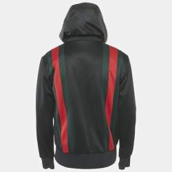 Gucci Black Web Striped Jersey Hooded Jacket M