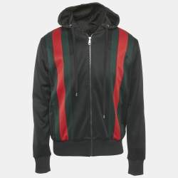 Gucci Black Web Striped Jersey Hooded Jacket M