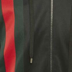 Gucci Black Web Striped Jersey Hooded Jacket M