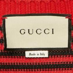 Gucci Red/Black GG Monogram Pattern Cotton Jumper L
