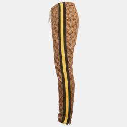 Pre Owned Gucci Brown GG Print Jersey Contrast Trimmed Jogger Pants L