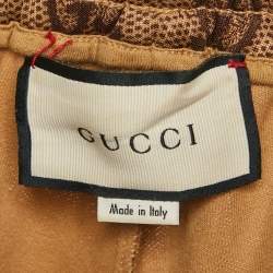 Pre Owned Gucci Brown GG Print Jersey Contrast Trimmed Jogger Pants L