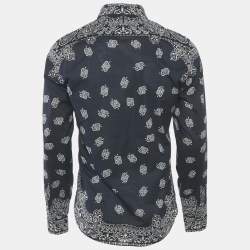 Pre Owned Gucci Navy Blue Bandana Print Cotton Shirt M