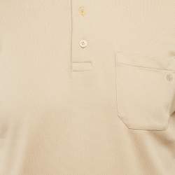 Gucci Beige Web Collar Cotton Piquet Polo T-Shirt XS