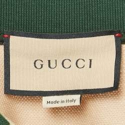 Gucci Beige Web Collar Cotton Piquet Polo T-Shirt XS