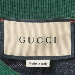 Pre Owned Gucci Navy Blue Web Collar Cotton Pique Polo T-Shirt S