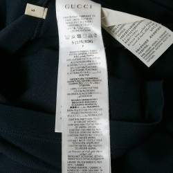 Pre Owned Gucci Navy Blue Web Collar Cotton Pique Polo T-Shirt S