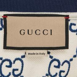 Pre Owned Gucci GG Embroidered Cotton Pique Polo T-Shirt S