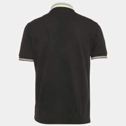 Pre Owned Gucci Black Interlocking GG Collar Pique Cotton Polo T-Shirt XS