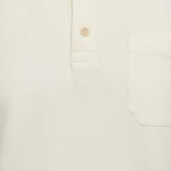 Pre Owned Gucci Cream GG Web Collar Pique Cotton Polo T-Shirt S