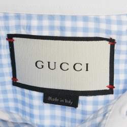 Pre Owned Gucci Blue Checks Cotton Long Sleeve Shirt L