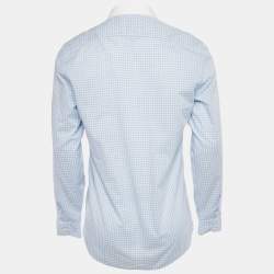Pre Owned Gucci Blue Checks Cotton Long Sleeve Shirt L
