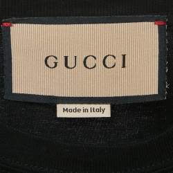 Pre Owned Gucci Black GG Logo Print Jersey Short Sleeve T-Shirt S