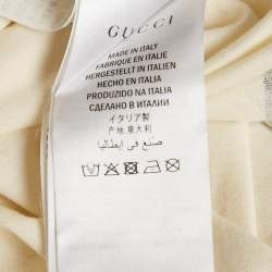 Pre Owned Gucci Cream Logo Print Cotton Oversized Crewneck T-Shirt XS