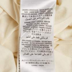 Pre Owned Gucci Cream Logo Print Cotton Oversized Crewneck T-Shirt XS