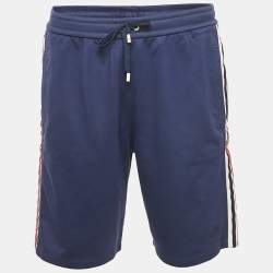 Gucci Blue Cotton Blend Knit Side Web Detail Athletic Shorts L