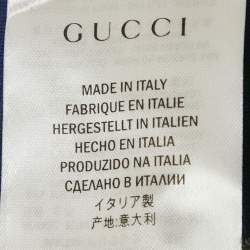 Pre Owned Gucci Blue Cotton Blend Knit Side Web Detail Athletic Shorts L