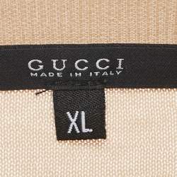 Pre Owned Gucci Beige Cotton Knit Crewneck Sweatshirt XL