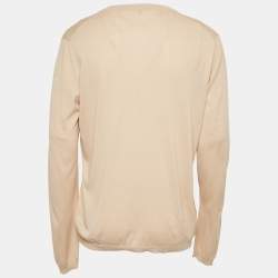 Pre Owned Gucci Beige Cotton Knit Crewneck Sweatshirt XL