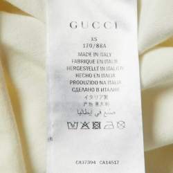 Pre Owned تي شيرت غوتشي قطن مطبوع بطبقات شعار بليد ثلاثي الألوان ياقة دائرية مقاس صغير (اكس سمول)