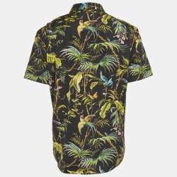 Pre Owned Gucci Green Printed Cotton Short Sleeve Duke Shirt XL   