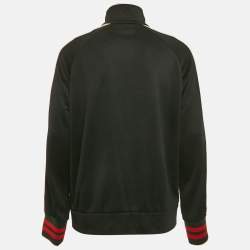 مملوكة مسبقًا Gucci Black Web Accent Technical Jersey Track Jacket L