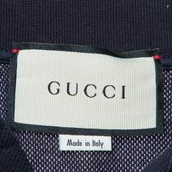 Pre Owned Gucci Navy Blue Cotton Pique Polo T-Shirt XS