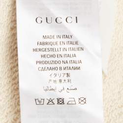 Pre Owned Gucci Cream Leopard Applique Cotton Knit Sweatshirt XL