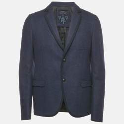 Pre Owned Gucci Blue Wool Felt Regular Fit Blazer L