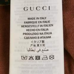 Pre Owned تي شيرت بلا أكمام جيرسي مزين بني غوتشي وتابر دان مقاس صغير جدًا - إكس سمول