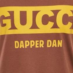 Pre Owned تي شيرت بلا أكمام جيرسي مزين بني غوتشي وتابر دان مقاس صغير جدًا - إكس سمول